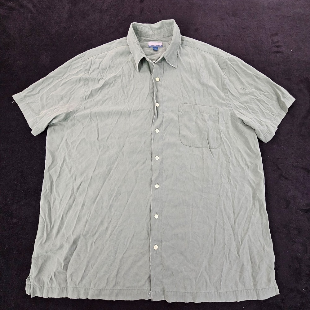 Breakwater Green Striped Short Sleeve Button-Up Shirt Men's XL